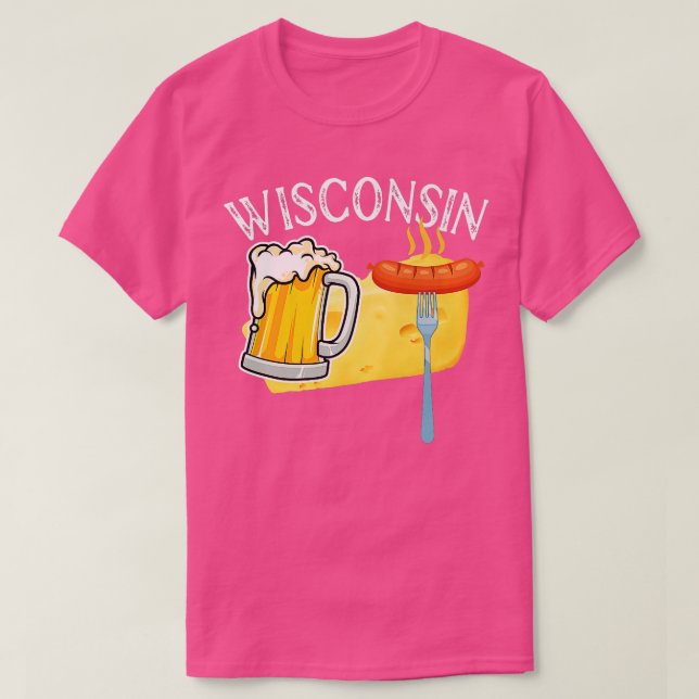 Camiseta Wisconsin State Cheese Beer Brats (Frente do Design)
