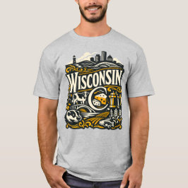 Camiseta Wisconsin State Heritage Dairy Badger Art
