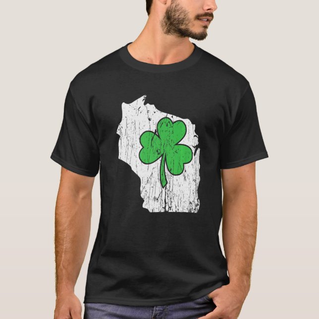 Camiseta Wisconsin State Ruas Patrick S Day Wisconsin Green (Frente)