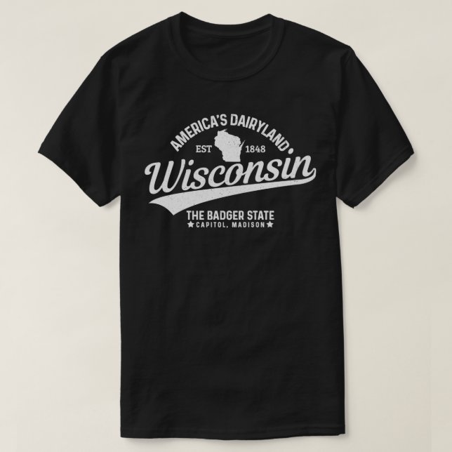 Camiseta Wisconsin The Badger State EST 1848 State Map Gift (Frente do Design)