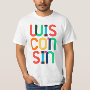 Camiseta Wisconsin Vintage Retro Colorido Arte Pop dos Anos