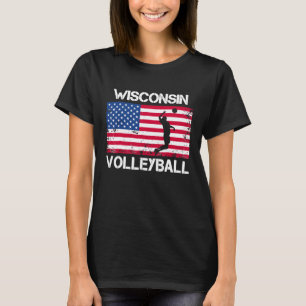 Camiseta Wisconsin Voleibol Team American Flag Gif