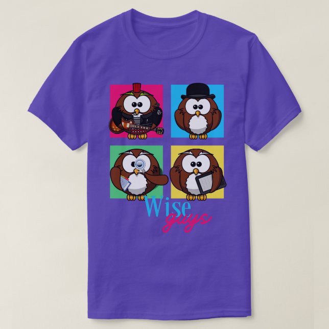 Camiseta Wise Cara Funny Colorful Owl Design (Frente do Design)
