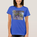 Camiseta Wisteria (metade esquerda) por Claude Monet<br><div class="desc">Wisteria (1917-1920), de Claude Monet, é uma pintura floral impressionista vintage, de belas artes, que apresenta a metade esquerda de uma pintura maior. Parte de uma série de pinturas florais de wisteria de primavera que Monet pintou em seus jardins em Giverny, França. Sobre o artista: Claude Monet (1840-1926) foi o...</div>