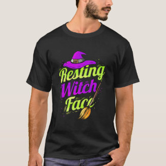 Camiseta Witch Broom Halloween Resting Witch Face