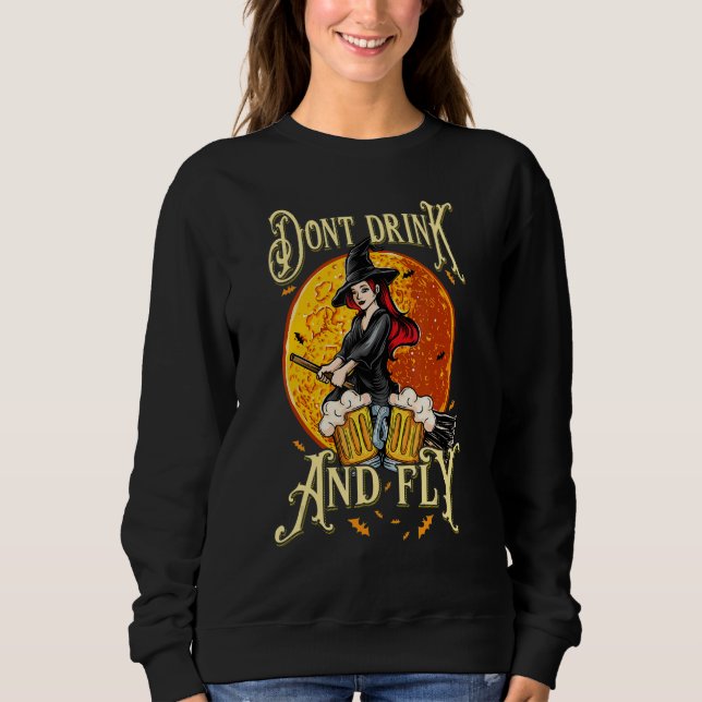 Camiseta Witch Halloween Party Motif Don't Drink And Fly 3 (Frente)
