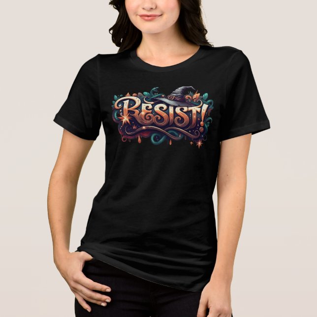 Camiseta Witch Hat RESIST, junte-se à Resistência à Bruxa (Frente)