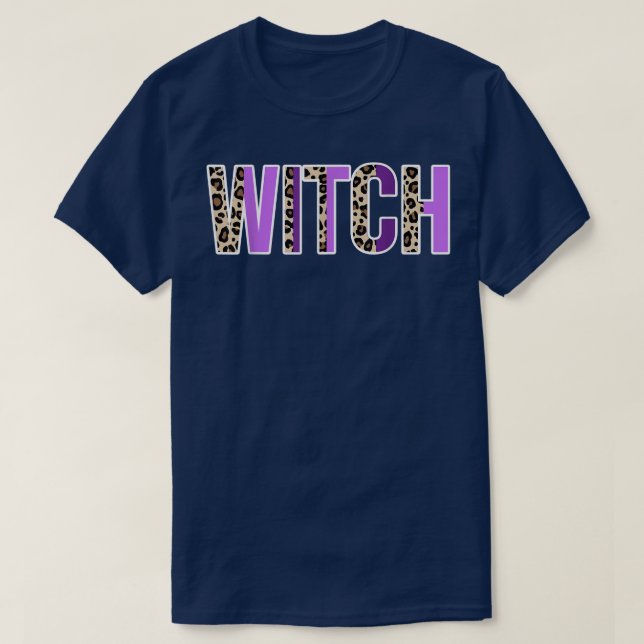 Camiseta Witch Leopard Design Witches Halloween Costume Des (Frente do Design)