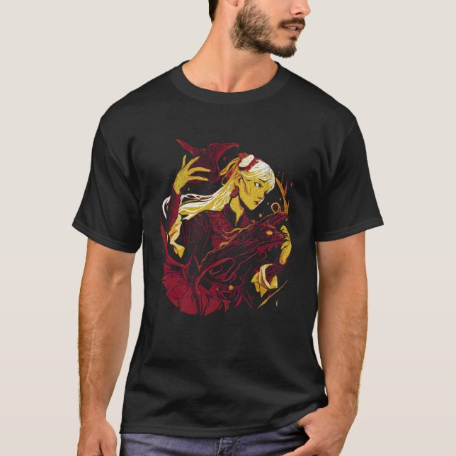 Camiseta Witch with a dragon Fantasy creature Wiccan Wicca  (Frente)