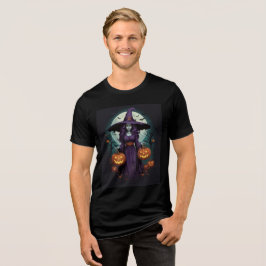 Camiseta Witch with Pumpkins & Full Moon Art