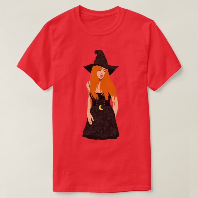 Camiseta Witchcore Aestetic da Bruxa Redhead (Frente do Design)