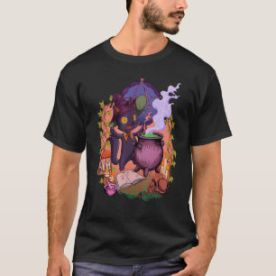 Camiseta Witchcore No Caldeirão Fica o Gato Bruxo