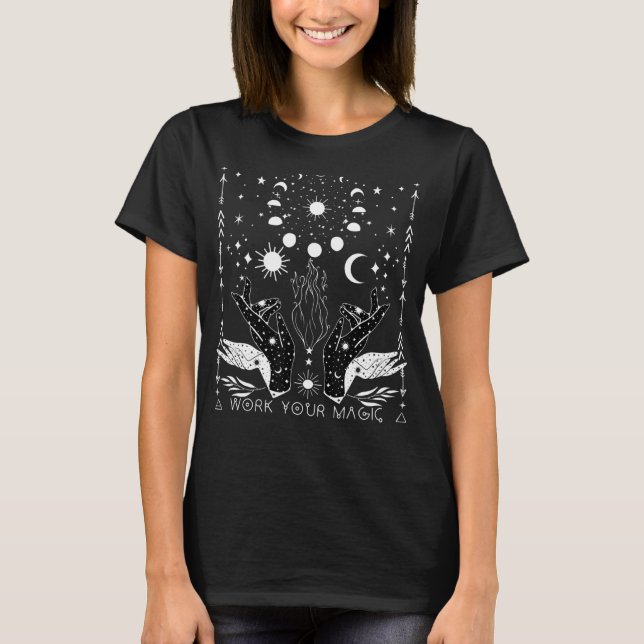 Camiseta Witchcraft Celestial Sun Moon Witchy Wiccan Magick (Frente)