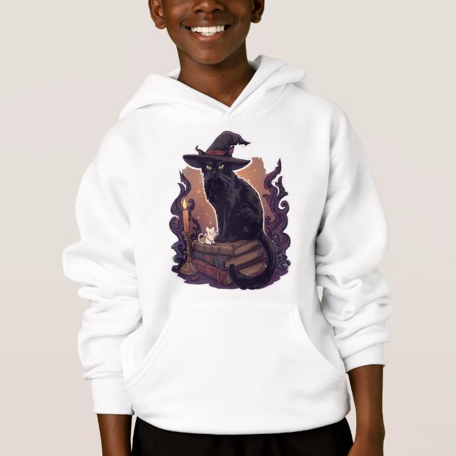 Camiseta Witchy Black Cat & Ghost Mouse – Halloween Pet Par (Frente)