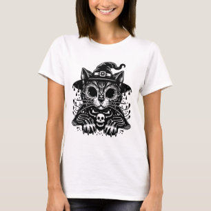 Camiseta Witchy Cat Creepy Halloween