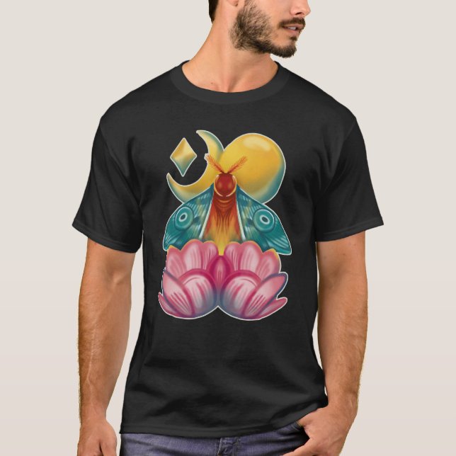 Camiseta Witchy Celestial Lunar Moth Crescent Moon Cottagec (Frente)