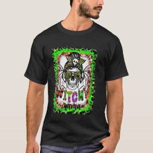 Camiseta Witchy Mama Halloween Skull Witch Mamãe Mulheres L