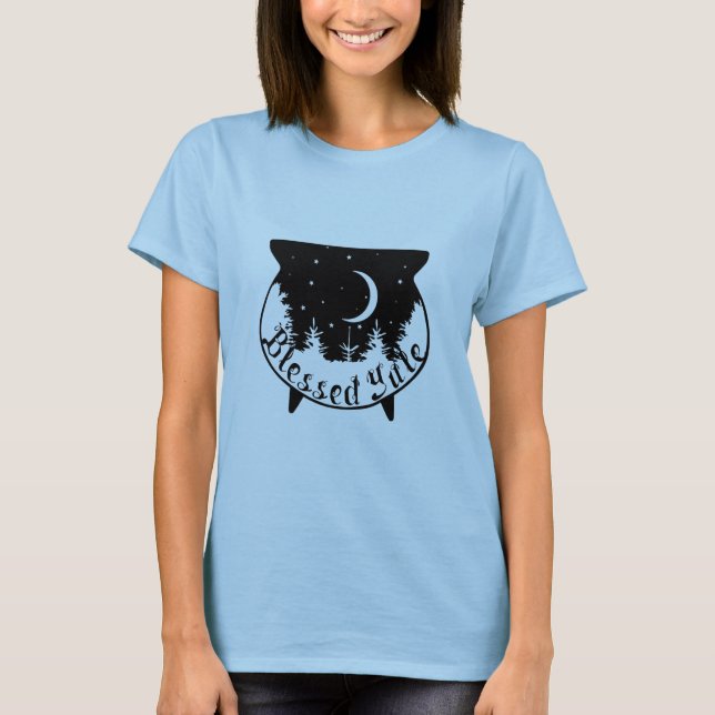 Camiseta Witchy Night Forest Cauldron Yule Winter Solstice (Frente)