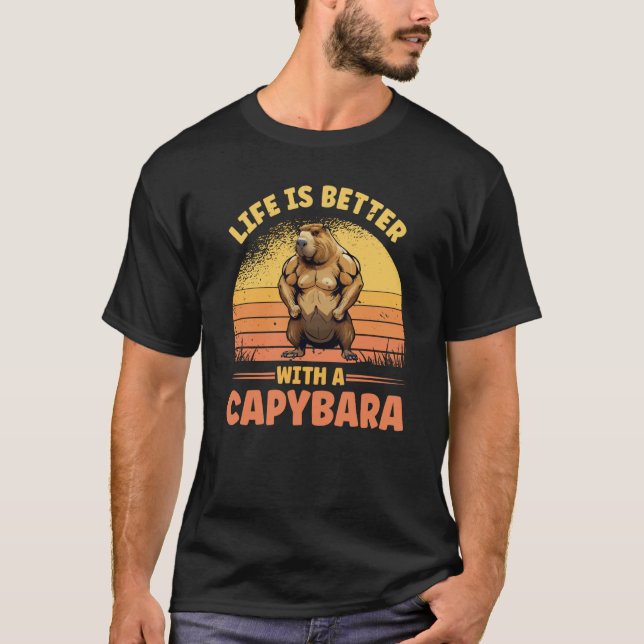 Camiseta With A Capybara Cute Bodybuilder Rodent (Frente)