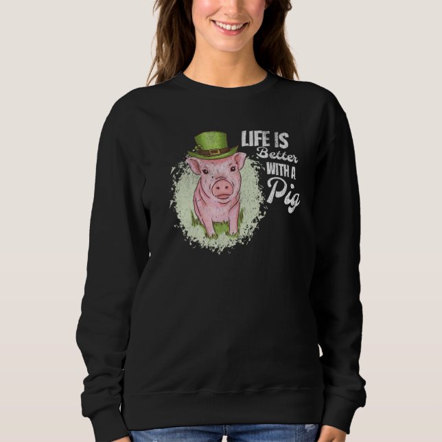 Camiseta With A Pig Saint Paticks Day Shamrock C (Frente)