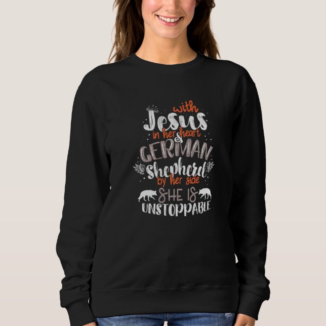Camiseta With Jesus In Her Heart German Shepherd By Her Sid (Frente)