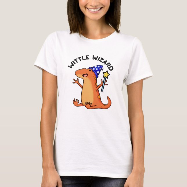 Camiseta Wittle Wizard Funny Lizard Pun (Frente)