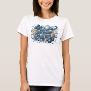 Camiseta Witty Blue HAPPY BIRTHDAY 4TH
