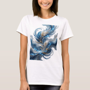 Camiseta Witty Gold PENAS AZUIS E ESTRELAS Design Personali