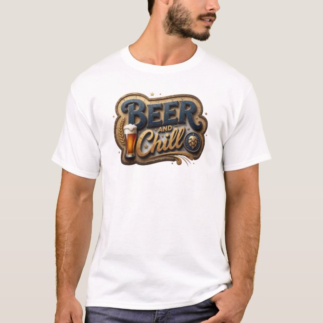 Camiseta WITTY LARANJA CERVEJA E RELAXAR Impressão (Frente)