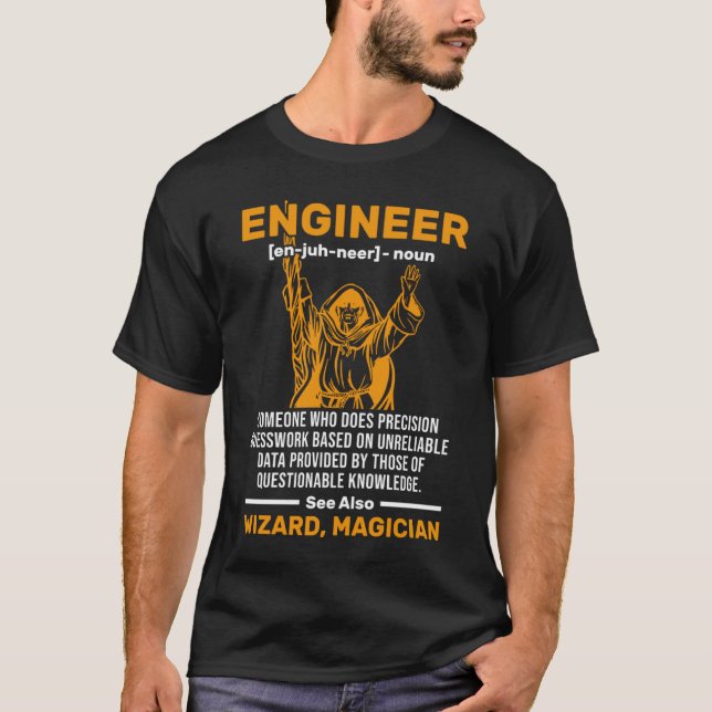 Camiseta Wizard Engineer Definition Civil Mechanical Engine (Frente)