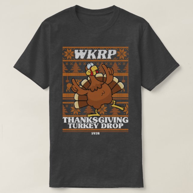 Camiseta Wkrp Turkey Drop Ugly Sweater (Frente do Design)