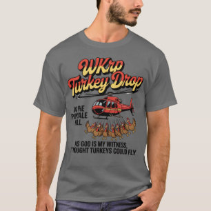 Camiseta WKRP Turquia Cai Engraçado Ação de Graças