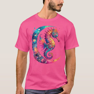 Camiseta Wo Cavalo-Marinho Celestial Cósmico Boho Lua
