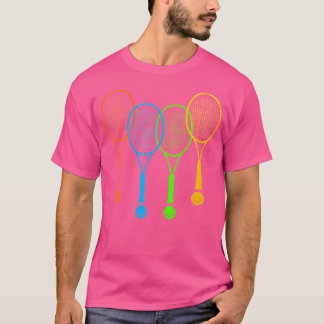 Camiseta Wo Coloridas Raquetes de Tênis Bolas Raquete de Jo