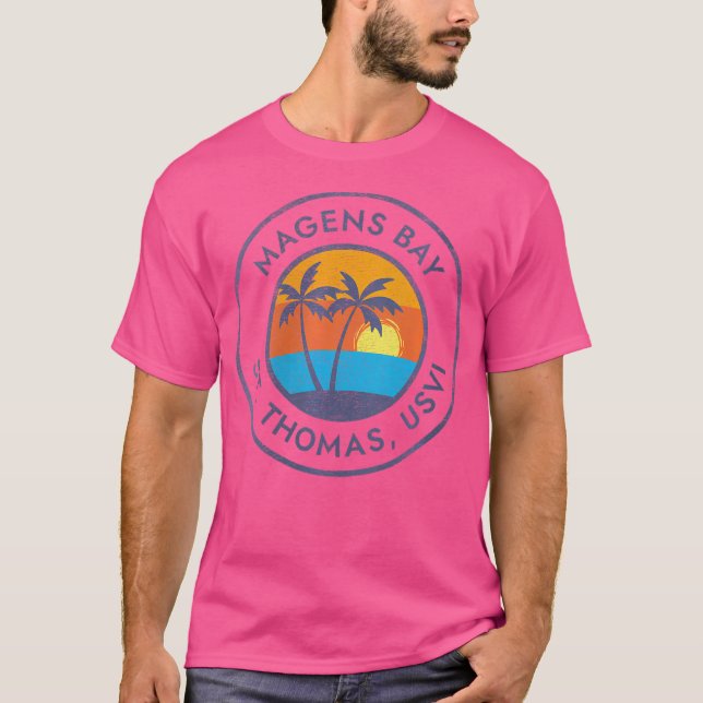 Camiseta Wo Magens Bay St Thomas Usvi Sunset Faded Distress (Frente)