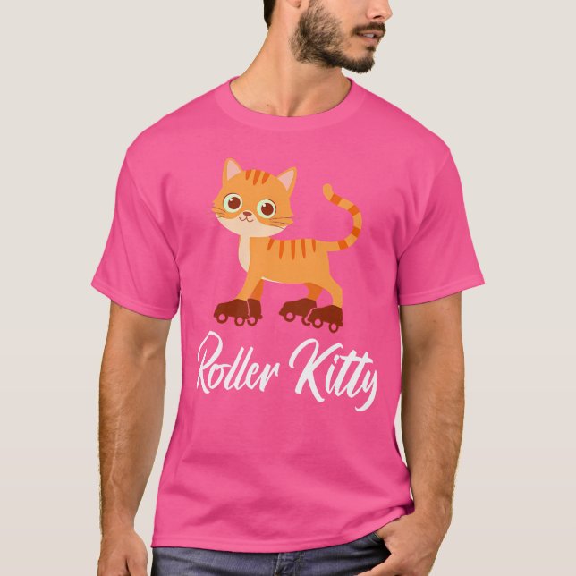 Camiseta Wo Roller Kitten Roller Skating Girl (Frente)
