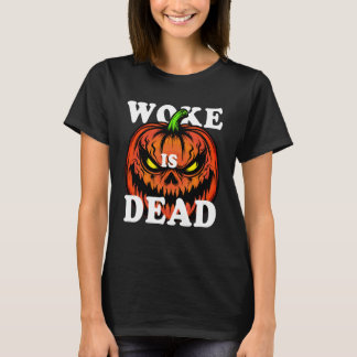 Camiseta Woke is Dead Pumpkin Halloween tee for Fall Festiv