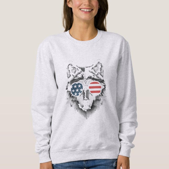Camiseta Wolf Art com a bandeira americana Óculos de sol (Frente)