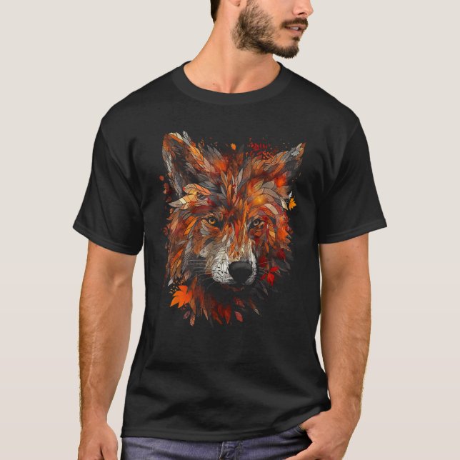 Camiseta Wolf Autumn Deixa Animal Motif Wolf (Frente)