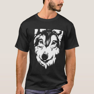 Camiseta Wolf Black Art Illustration Modern Trendy