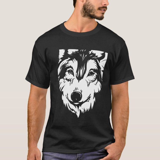 Camiseta Wolf Black Art Illustration Modern Trendy (Frente)