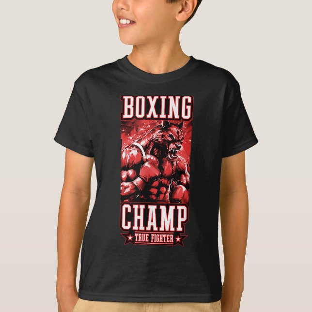 Camiseta Wolf Boxing Champ _ Boxer Fighter Motivation  (Frente)