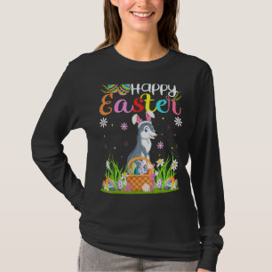 Camiseta Wolf Bunny Egg Hunting Felz pascoa de Lobo