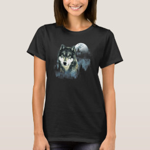 Camiseta Wolf Cinza Wolf Caçando Terra Icy Moon Forest Gal
