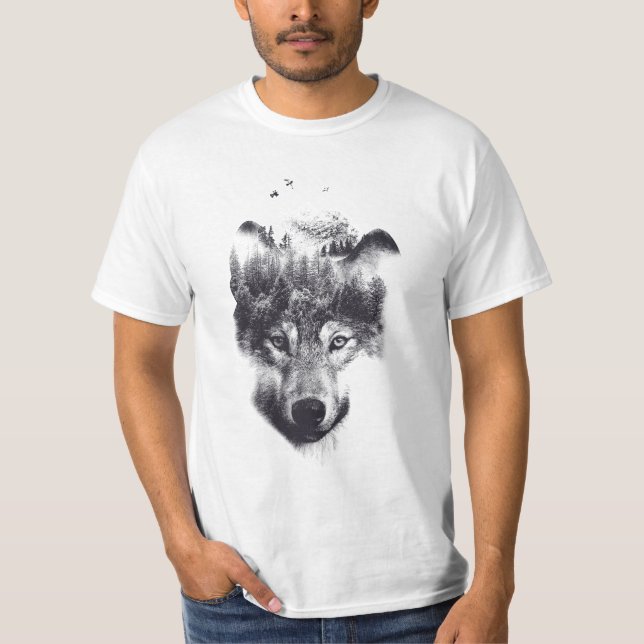 Camiseta Wolf design Double Exposed (Frente)