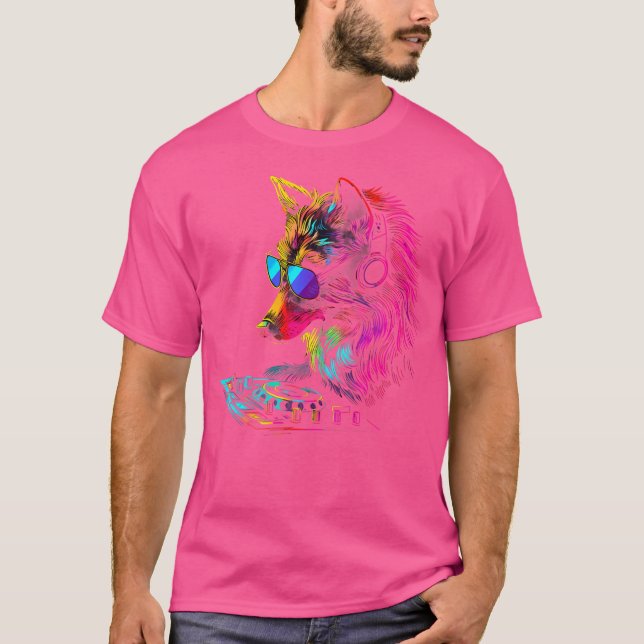 Camiseta Wolf Dj Music Produtor Edm Turntable Dj Wolf Techn (Frente)