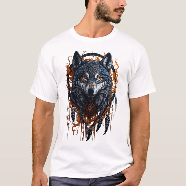 Camiseta Wolf Dream Catcher T Shirt (Frente)