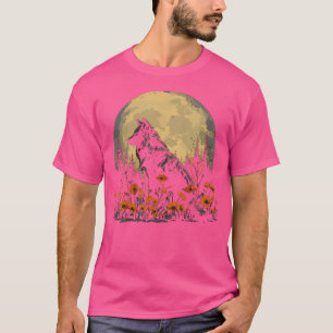 Camiseta Wolf Floral Full Moon Flowers