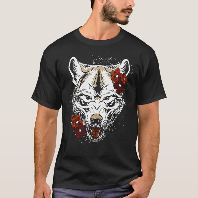 Camiseta Wolf Flower Tatoo Vintage (Frente)