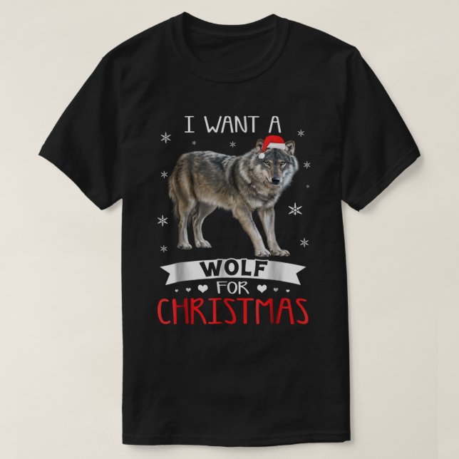 Camiseta Wolf for Christmas Cute Holiday Design (Frente do Design)